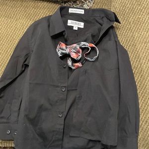 Gioberti 3T boys shirt with red tartan bow tie gently used